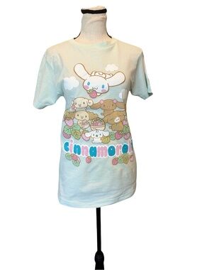 Sanrio Cinnamoroll Strawberry Graphic Tee Pastel Blue Kawaii Anime Shirt S